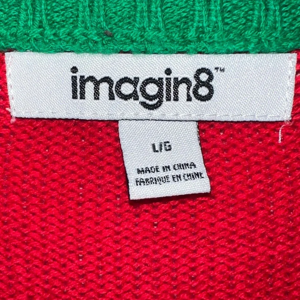 Imagin8‎ Llama Ugly Christmas Sweater Red Green Pom Pom Snowflake Mens Large